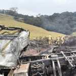BR-040 deve ficar fechada pelo menos por mais 3 horas por causa de incêndio em carreta em Congonhas (MG)