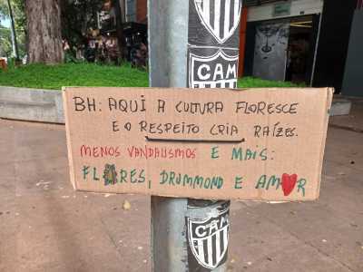 Mensagem pede respeito à cultura após queda da estátua de Roberto Drummond