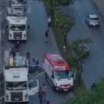 Vídeo: acidente entre quatro veículos deixa motociclista ferido no Barreiro