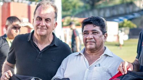 À esquerda, Fábio Mota, presidente do Vitória; à direta, Ednaldo Rodrigues, presidente da CBF