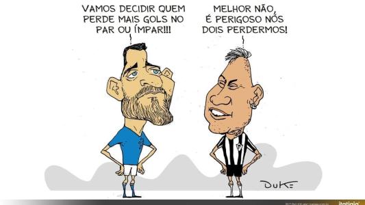 A má pontaria de Gilberto e Vargas é assunto da charge do Duke nesta quinta (11)
