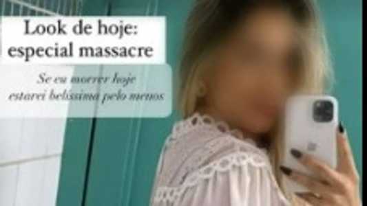 A professora do Distrito Federal ironizou as ameças de massacre nas redes sociais, "Look do dia: especial massacre", escreveu.