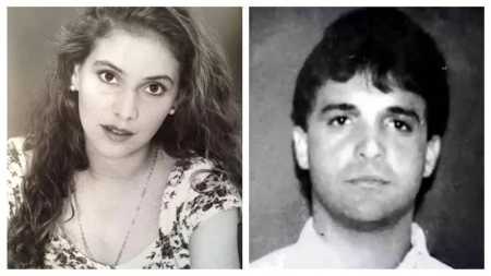 A vítima Nancy Mestre (esquerda) e o homem condenado por assassiná-la, Jaime Saade (direita),