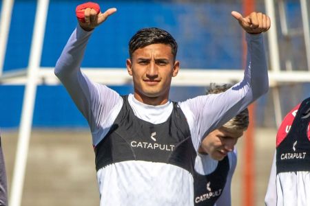 Joé Herrera durante treino, nos tempos de Argentinos Juniors