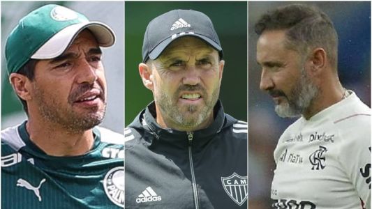 Abel Ferreira, Eduardo Coudet e Vitor Pereira, técnicos de Palmeiras, Atlético e Flamengo