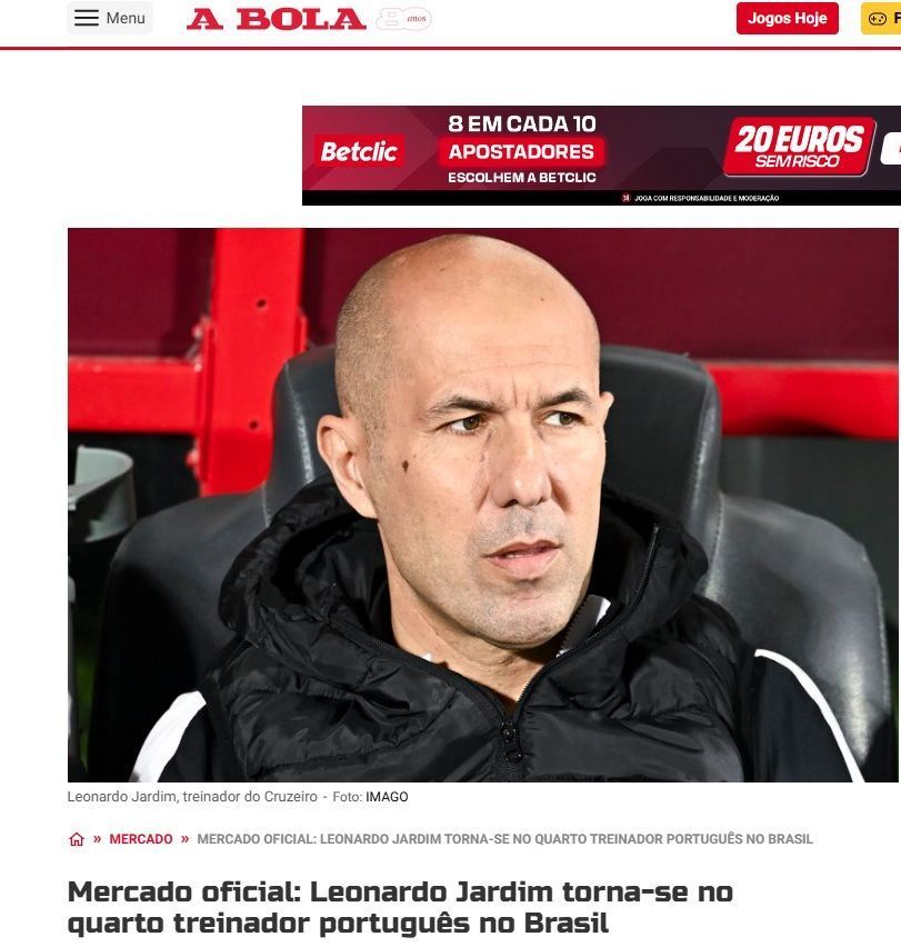 Imprensa portuguesa destaca contratação de Leonardo Jardim pelo Cruzeiro
