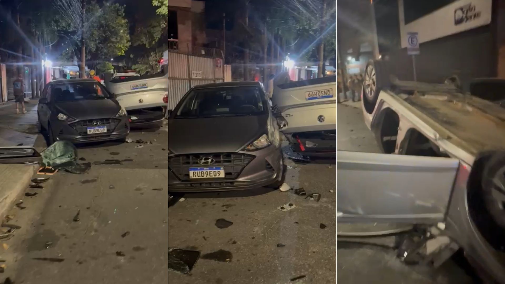 Vídeo mostra carros destruídos em engavetamento na av. do Contorno, em BH
