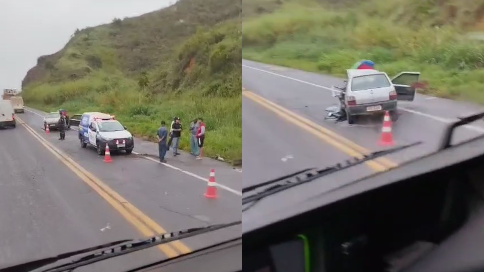 Batida entre caminhão e carro deixa dois feridos na BR-381, na região Central de MG