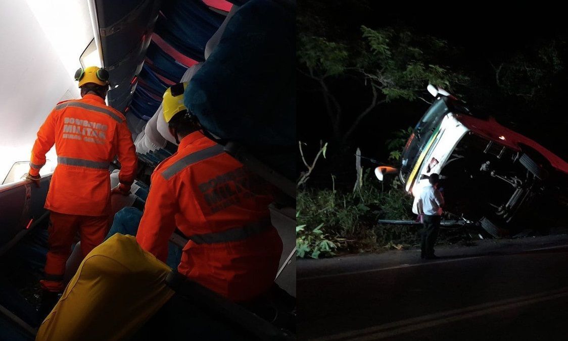 Fotos: ônibus da Gontijo que tombou na BR-262, em Minas, levava 23 passageiros