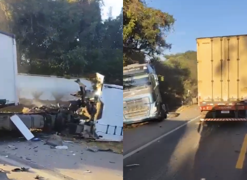 Batida entre caminhões na BR-262 deixa ferido em Bom Despacho (MG)