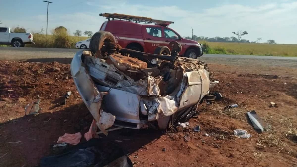 Homem atinge um radar e capota o carro ao tentar se desviar de um cachorro  