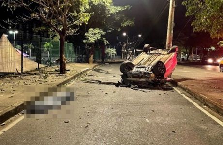 Foto mostra acidente na avenida Amazonas, em Belo Horizonte