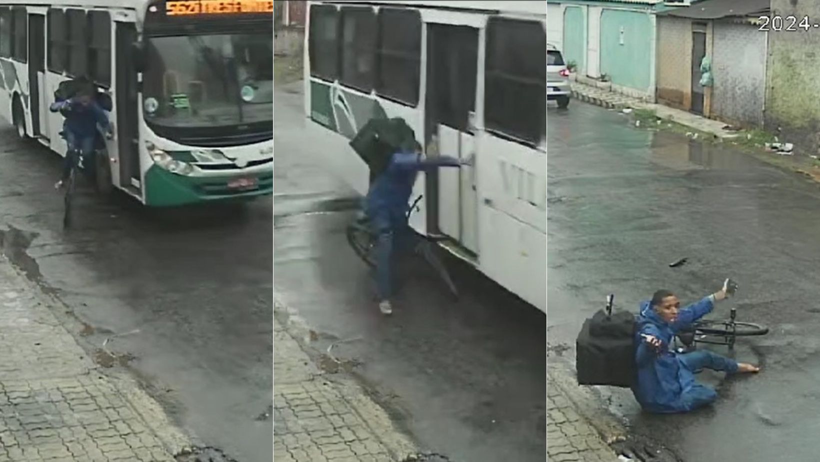 Vídeo: ônibus quase passa por cima de entregador de aplicativo no RJ