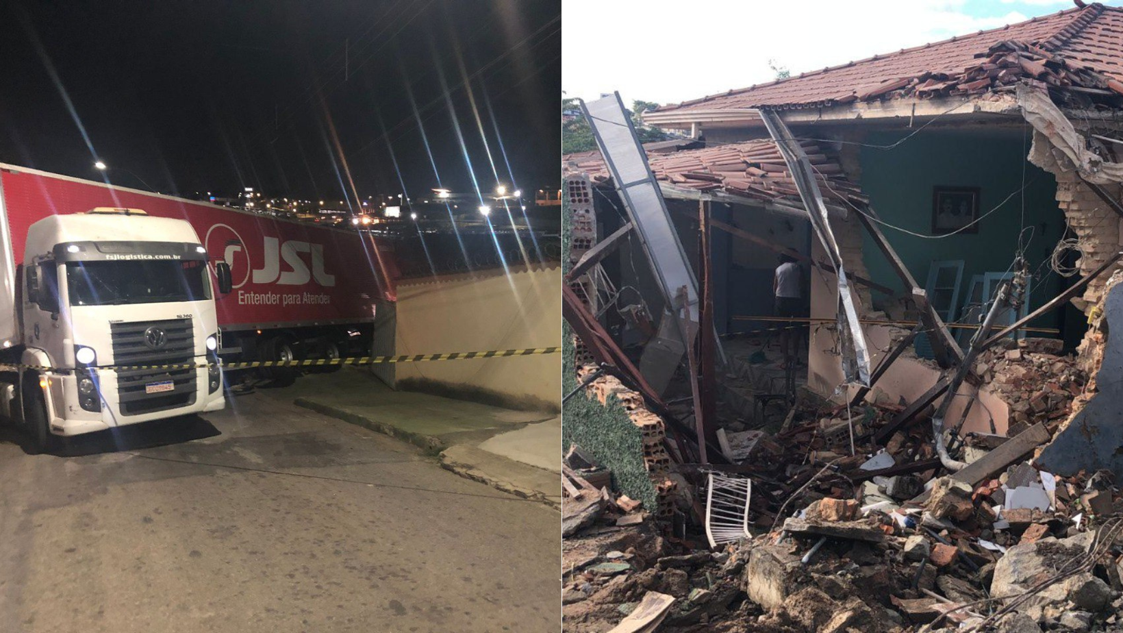Vídeo: carreta perde controle, volta de ré e atinge casa em Contagem