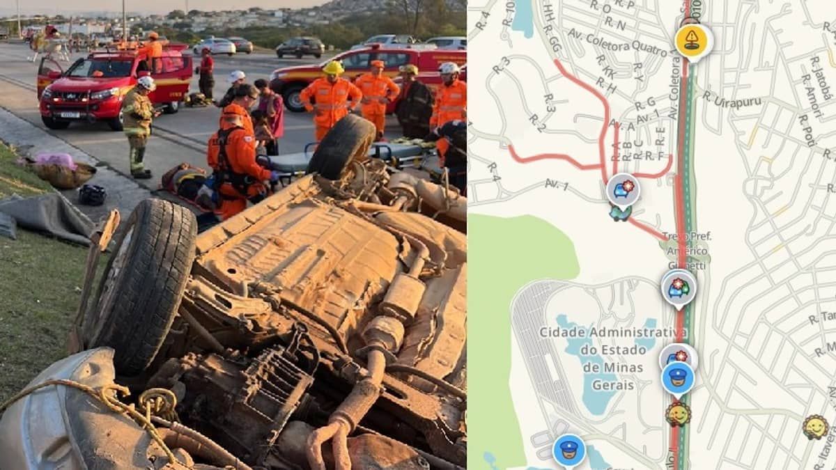 Acidente na MG-10: trânsito é liberado, mas via tem 7 quilômetros de congestionamento