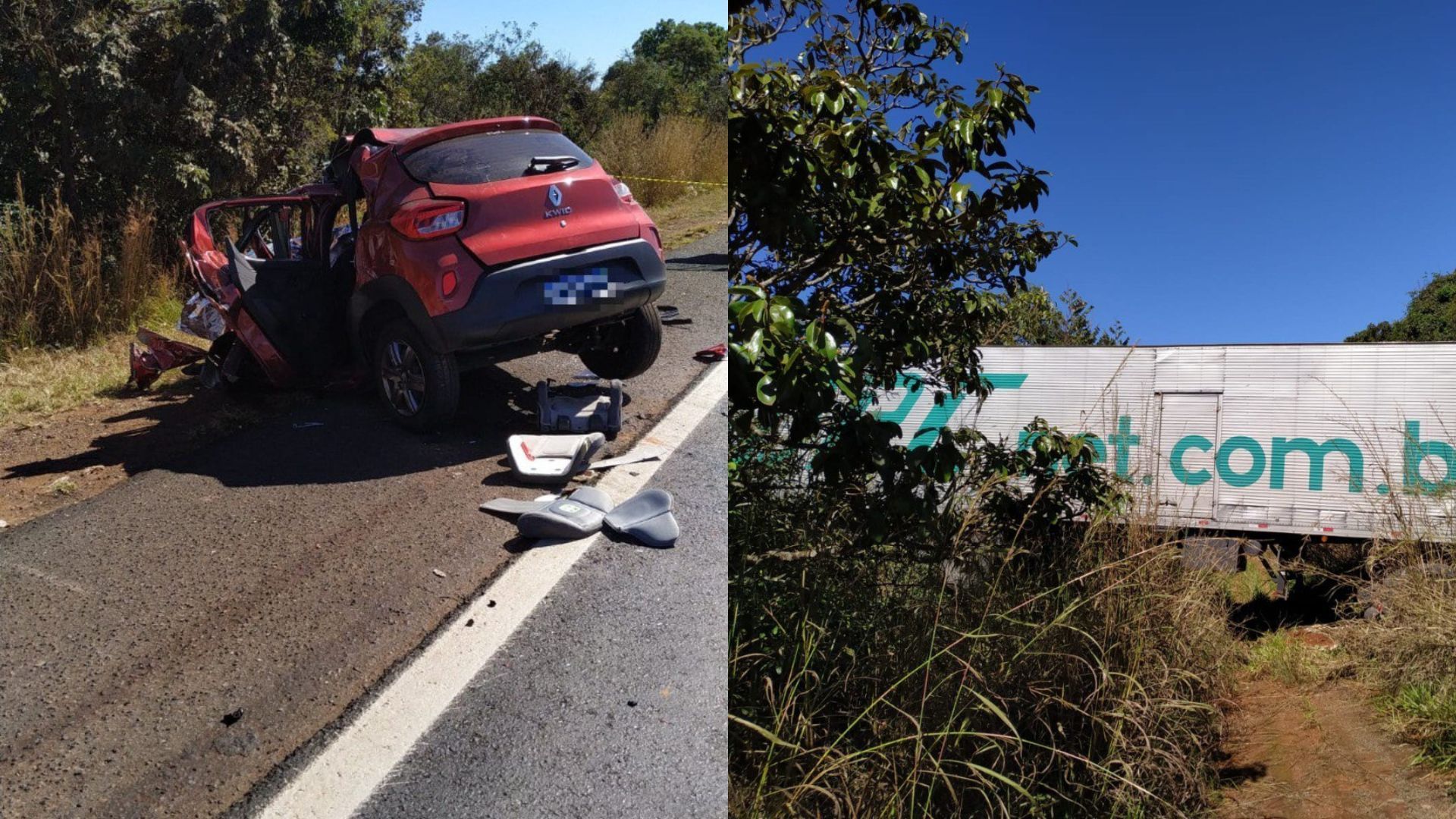 Batida entre carro e carreta deixa mulher morta em Uberlândia neste domingo (29)