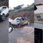 Acidente entre quatro carros trava trânsito na BR-381, em São Gonçalo do Rio Abaixo; veja fotos