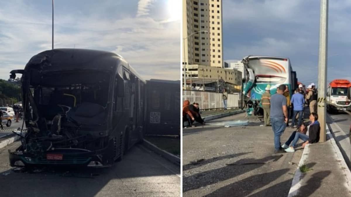 Acidente com ônibus do Move em Belo Horizonte: três das 17 vítimas ficaram presas no painel, diz bombeiro 