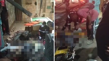 Foto mostra vítimas sendo resgatadas após acidente no bairro Vila da Luz, na região Nordeste de Belo Horizonte