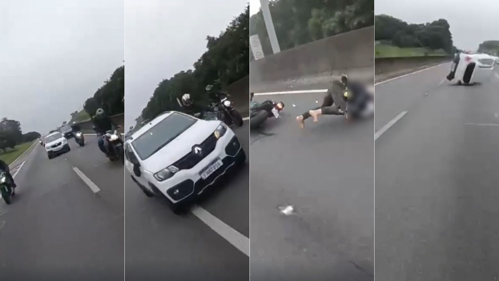 Vídeo impressionante mostra motorista embriagado atingindo motociclista em rodovia de São Paulo