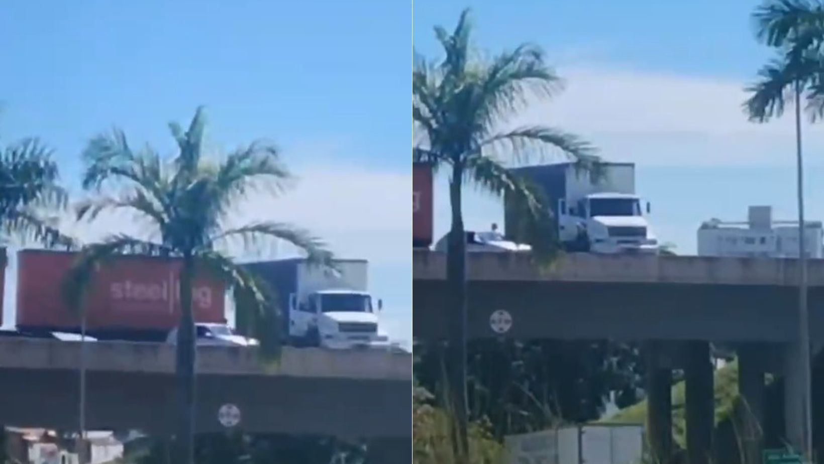 Vídeo: caminhão fica atravessado na pista após se envolver em acidente na Fernão Dias, na Grande BH
