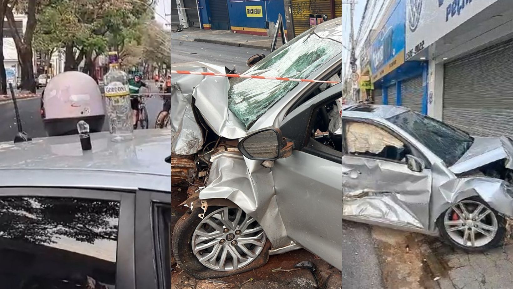 Vídeo mostra carros destruídos e garrafas de vodka, após grave acidente em avenida de BH