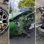 Rodas arrancadas e peças pela pista: veja fotos do acidente com Porche em BH