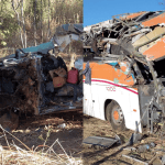 Acidente com ônibus de viagem e caminhonete deixa ferido na MGC-122, no Norte de Minas