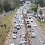 Vídeo: engavetamento trava a BR-356 nesta segunda-feira, entre BH e Nova Lima