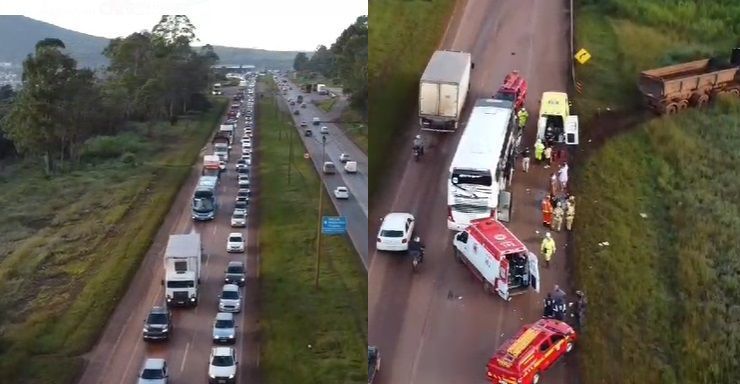 Ônibus de viagem envolvido em batida com três feridos na BR-040 seguia para BH