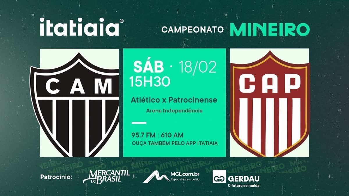 Atlético x Patrocinense: acompanhe jogo do Mineiro no Youtube da Itatiaia