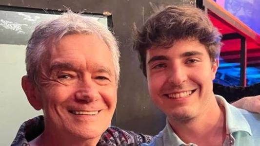O filho do apresentador visitou a Globo nesta segunda (10)