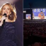 Adele para show para assistir à final dos 100m feminino na Olimpíada de Paris