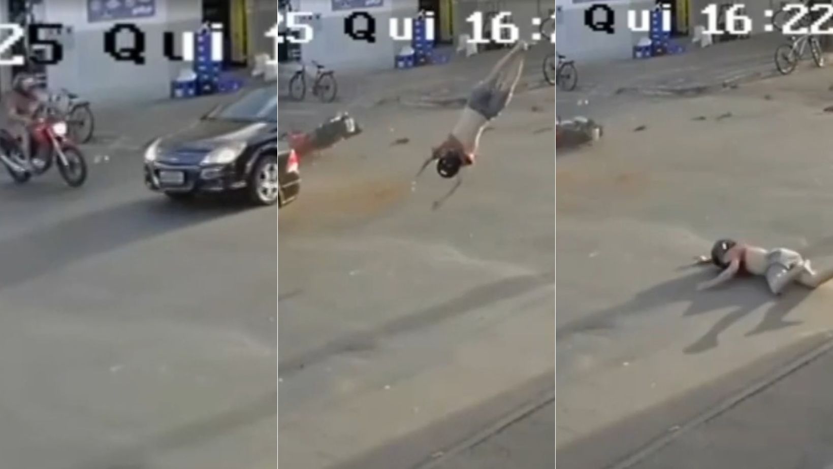 Adolescente foge da polícia, bate em carro e 'voa' cerca de cinco metros em MG; veja vídeo