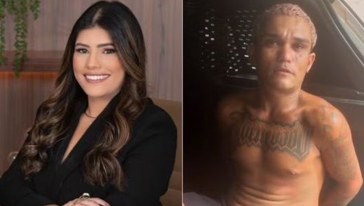 Foto mostra a advogada Brenda dos Santos Oliveira, de 26 anos, e o então suspeito do crime, identificado apenas como 'Gordinho das Batatas'