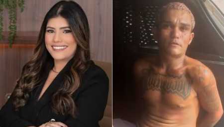 Foto mostra a advogada Brenda dos Santos Oliveira, de 26 anos, e o então suspeito do crime, identificado apenas como 'Gordinho das Batatas'