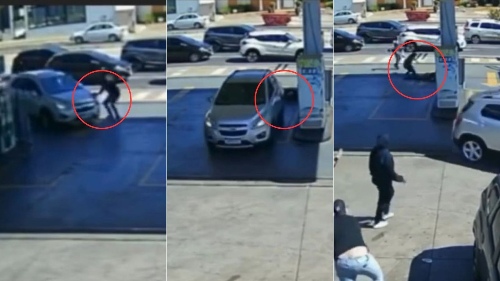 Vídeo: advogado atropela homem três vezes em posto de combustível e foge