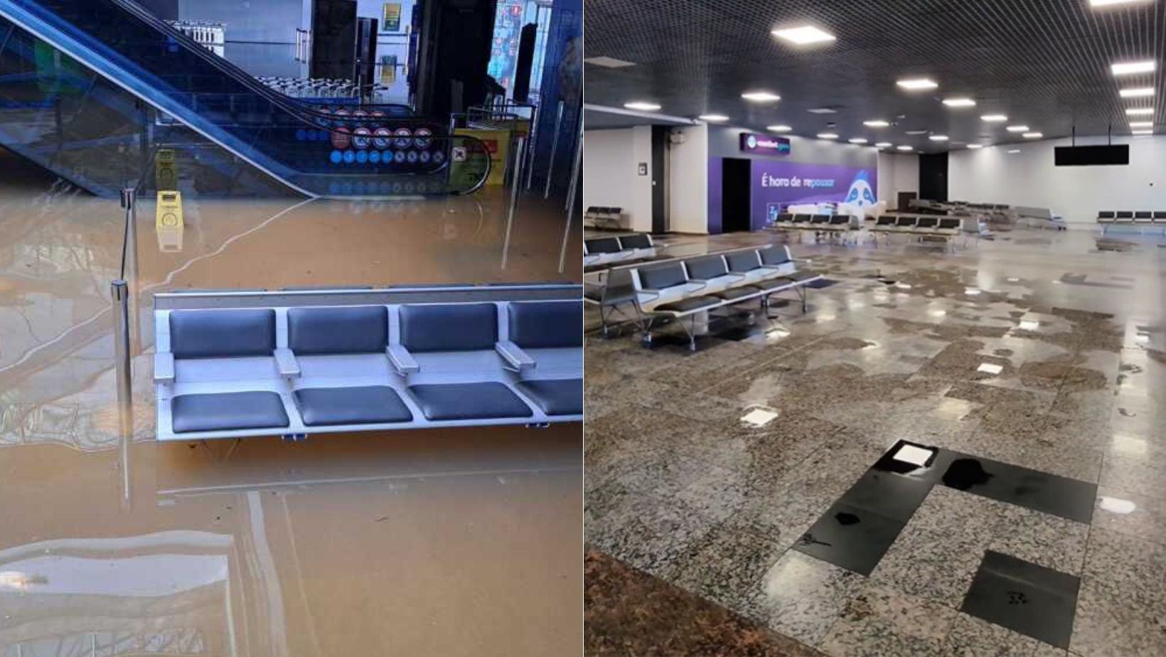 Veja antes e depois do aeroporto de Porto Alegre durante enchente e limpeza