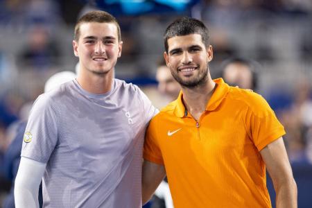 João Fonseca e Carlos Alcaraz após o Miami Invitational