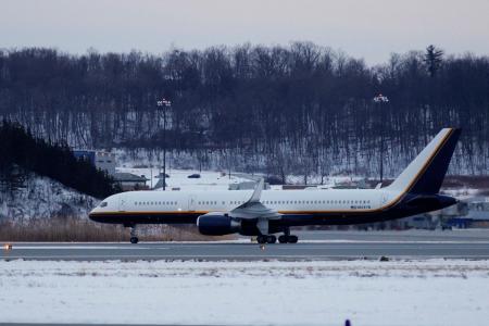 Avião que levou Maduro para os Estados Unidos em Stewart Air National Guard Base em Newburgh, New York