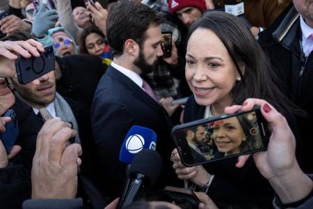 Maria Corina Machado concedeu entrevista à jornalistas após encontro com Trump