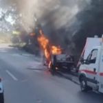 Carro pega fogo e interdita parte da BR-262, na Grande BH