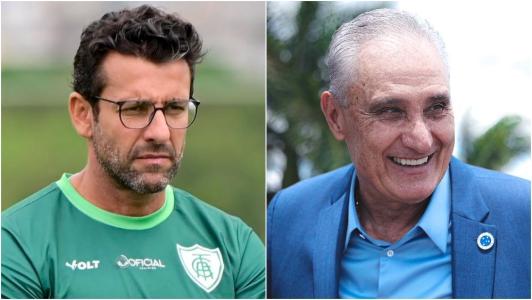 Alberto Valentim (à esquerda) e Tite (à direita), técnicos de América e Cruzeiro, respectivamente