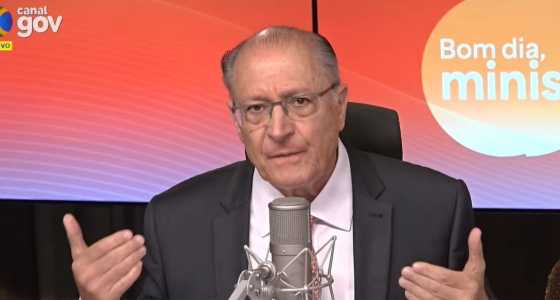 O vice-presidente Geraldo Alckmin no programa "Bom dia, ministro" nesta quinta-feira (15)