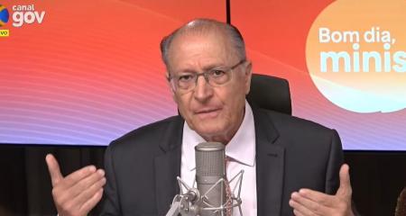 O vice-presidente Geraldo Alckmin no programa "Bom dia, ministro" nesta quinta-feira (15)