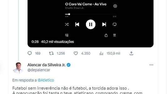 Alencar também foi às redes sociais para responder o Atlético