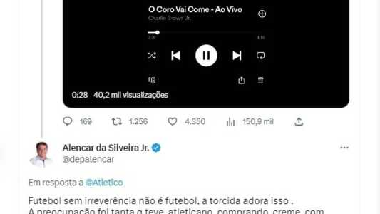 Alencar também foi às redes sociais para responder o Atlético