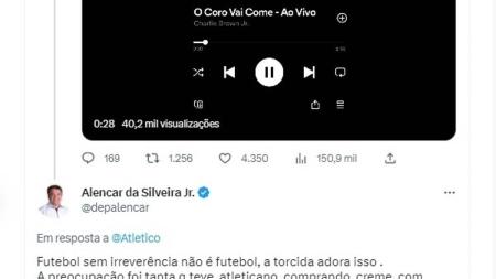 Alencar também foi às redes sociais para responder o Atlético