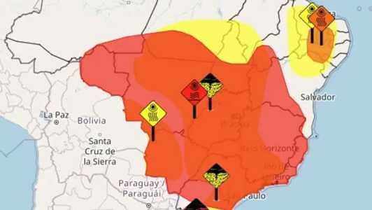 Alerta deste sábado (18) tem previsão de pancadas de chuva, raios e rajadas de vento