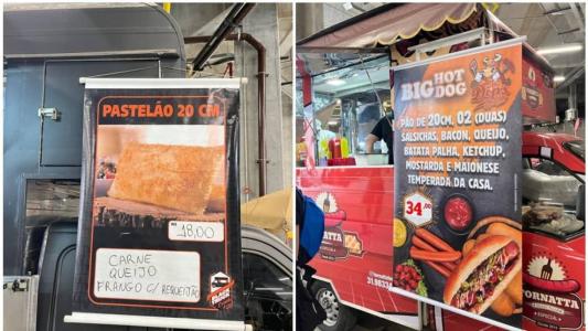 Algumas das comidas disponíveis na Arena MRV